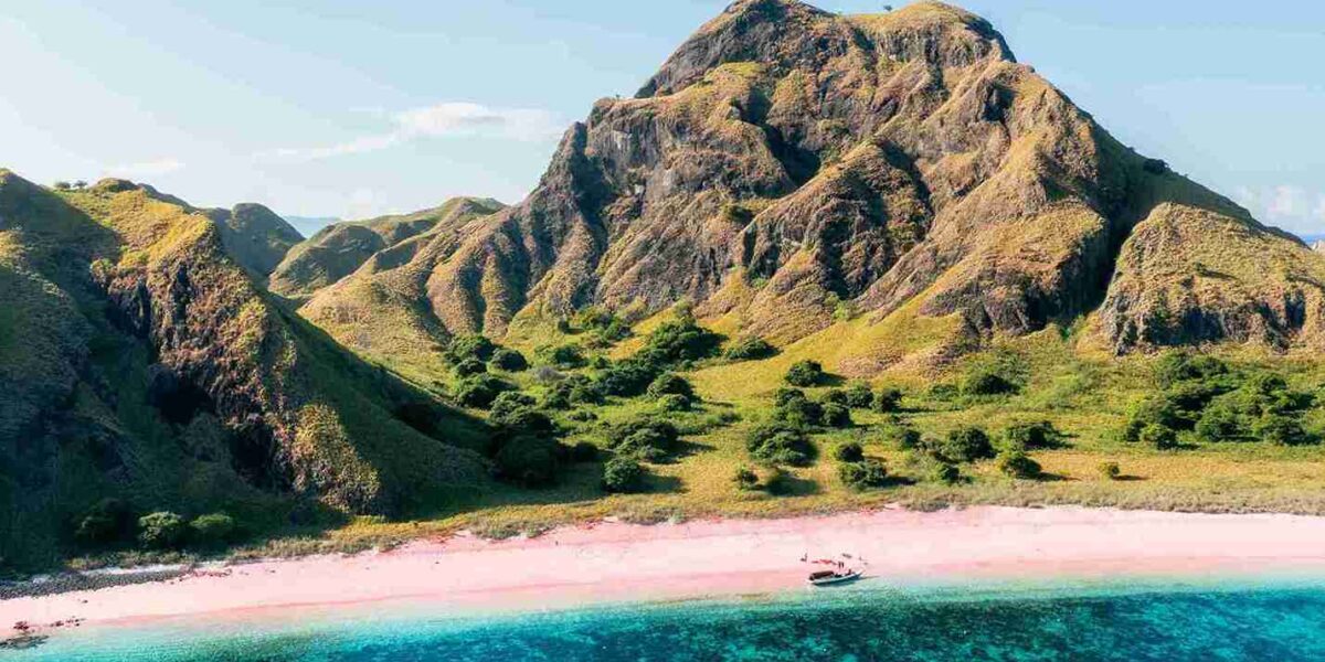 Drone View of Pink Beach, Komodo National Park