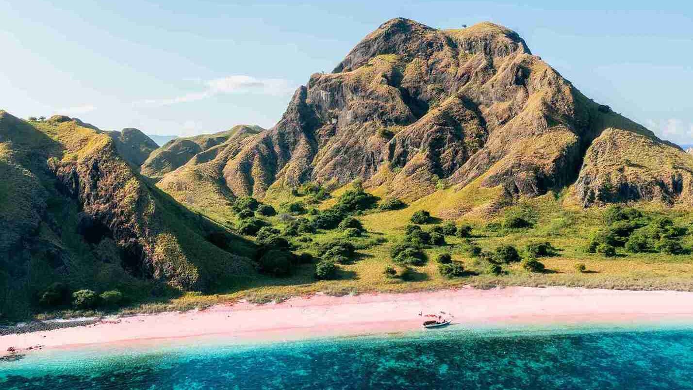 Drone View of Pink Beach, Komodo National Park