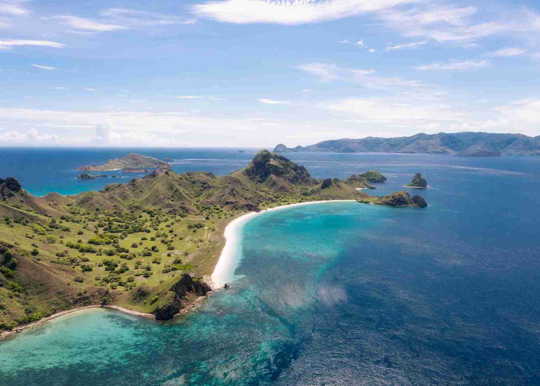 Drone view of Pink Beach, Komodo National Park