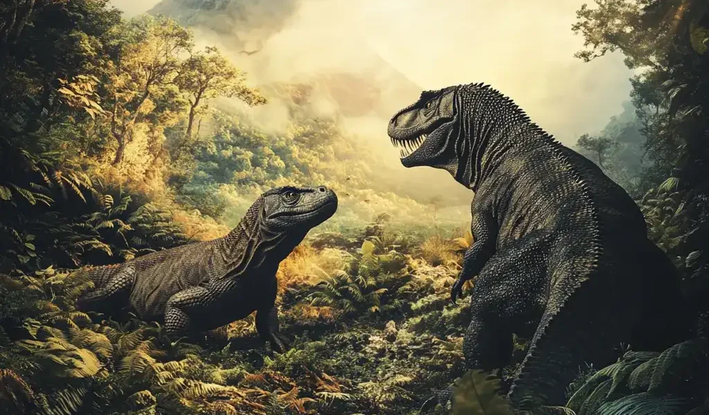 Komodo dragon vs Dinosaurus | Illustration | Komodo Luxury