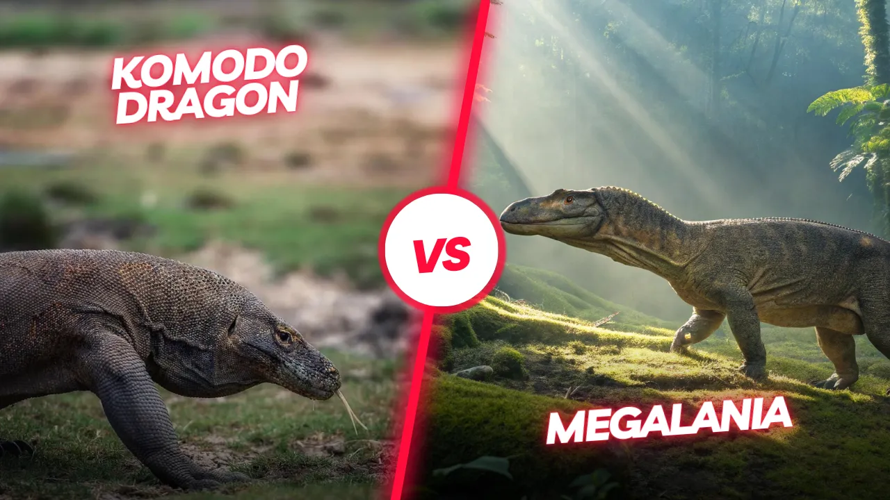 Komodo dragon vs Megalania | Illustration | Komodo Luxury