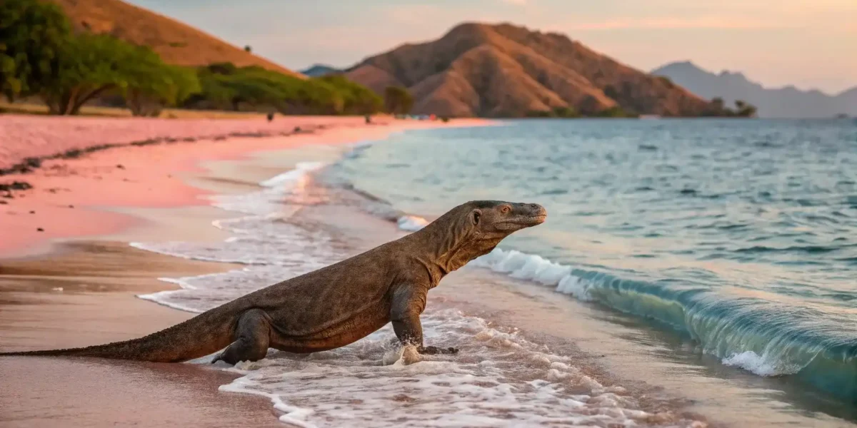 Komodo dragon at Pink Beach Komodo | Komodo Luxury