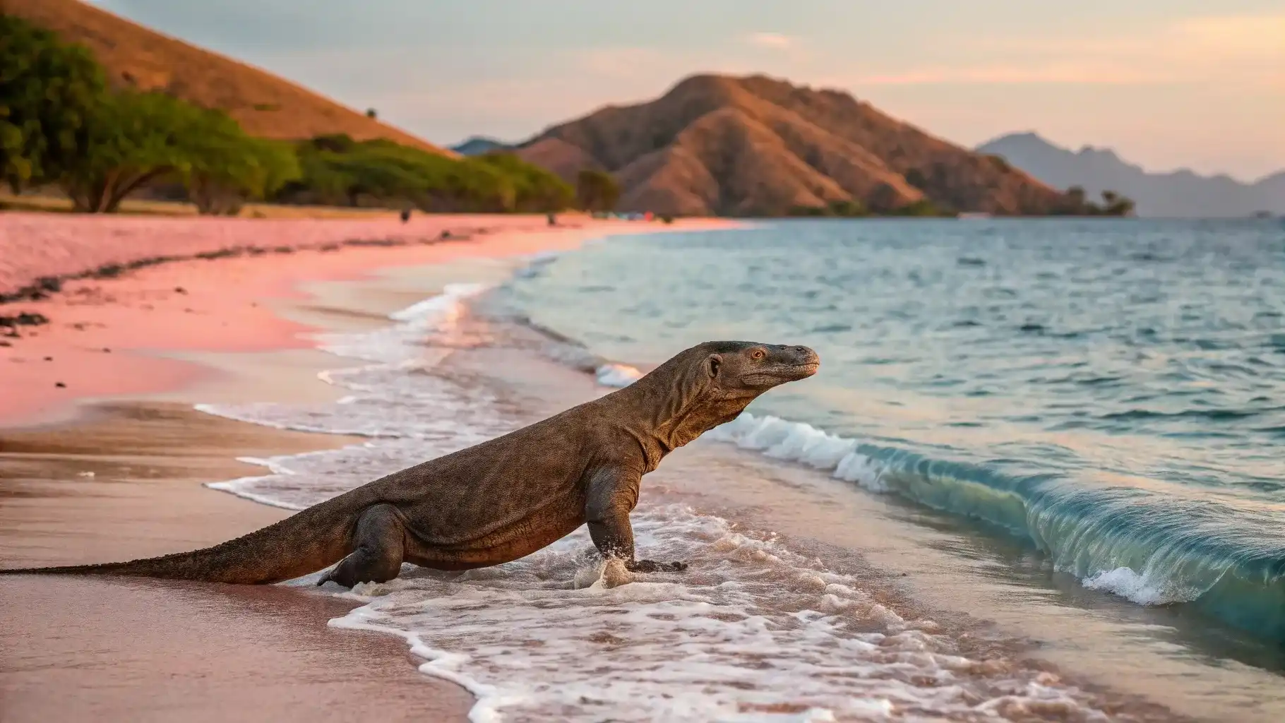 Komodo dragon at Pink Beach Komodo | Komodo Luxury