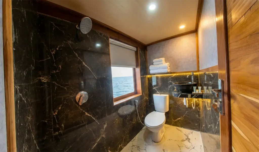Suite Cabin 2 Bathroom Naturalia Cruise Phinisi Boat Charter | Komodo Tour | Komodo Luxury